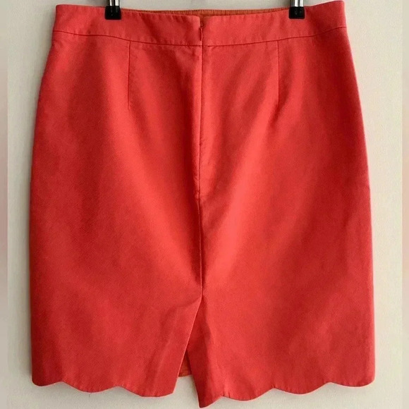 J. By J. Crew Coral/Salmon Solid Pencil Skirt with Scalloped Hem, Size 4 - Picture 9 of 16